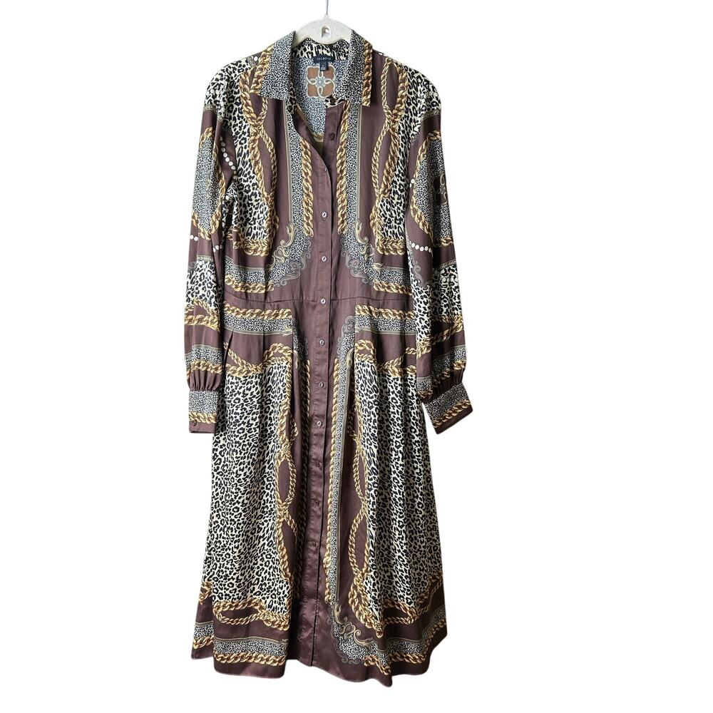 Talbots Animal Print & Chains Dress Earth Tones Size 6